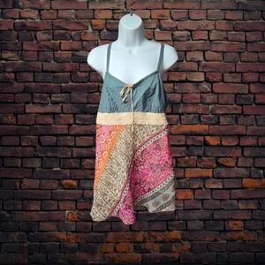 Vintage Y2K Bundle of Joy Patchwork Slip Dress Small Boho Adjustable Straps